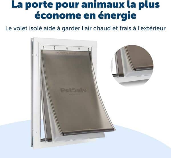 PetSafe, Chatière pour Animaux en Aluminium pour Les Conditions météorologiques extrêmes, Système de Rabat isolé de 3 Volets Plastiques écoénergétiques, 1 volet de Fermeture, Robuste – Extra-Large