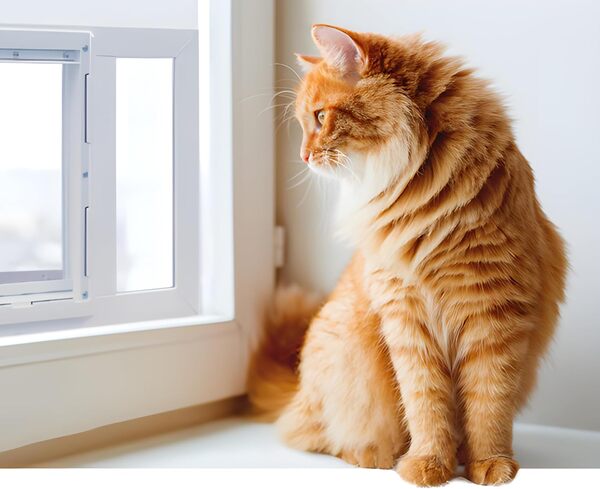 Ideal Pet Products Chatière en aluminium pour animal domestique Largeur réglable 58,4 cm à 71,1 cm, 15,9 x 15,9 cm Blanc