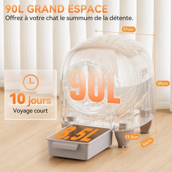 TRIUMPHKEY litiere pour Chat Autonettoyante, 90L, Litière XXL avec Tapis, Éliminateur d'Odor, 9 Capteurs, Contrôle par Appli, Litière Automatique Électrique pour Multi-Chats