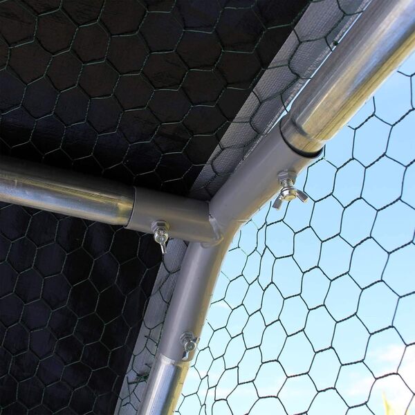 Wiltec Parc enclos XXL pour Petits Animaux domestiques – 2 x 3 x 2 m – en Acier – Clôture verrouillable avec Toit grillagé à pignon et Bâche – Cage Lapin Clapier Hamster Cochon d'Inde Tortue Rongeur