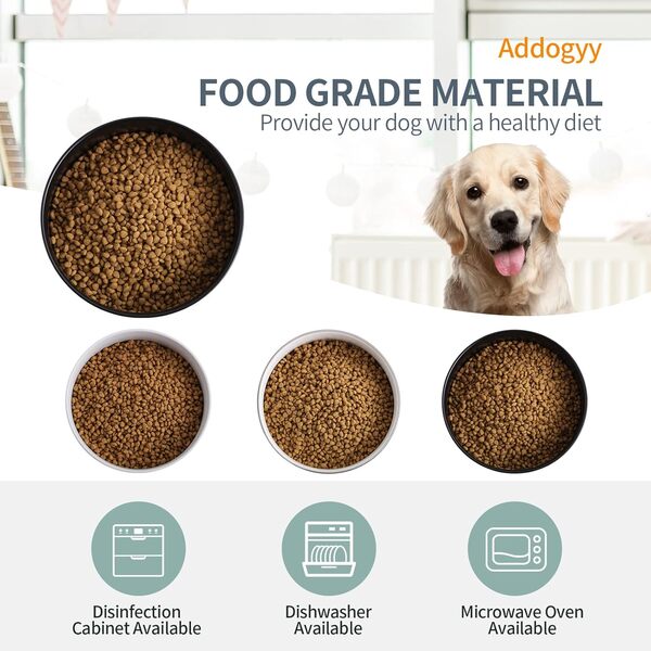 Addogyy Gamelle noire en céramique pour chiens de taille moyenne et grande - Gamelle lestée pour nourriture et eau - 23,9 cm - Antidérapante - Moderne - En porcelaine - Labyrinthe