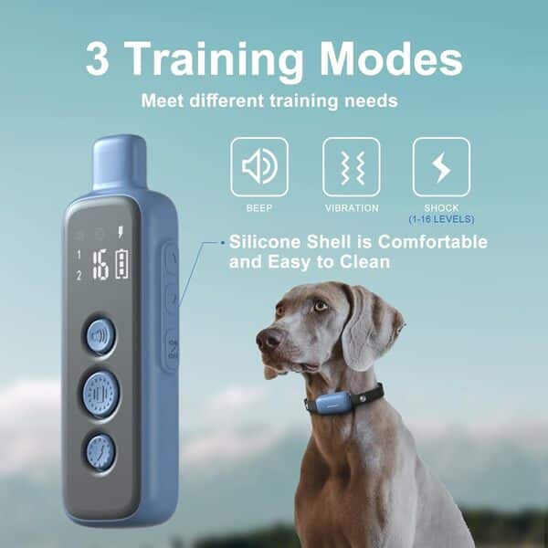 Collier de choc pour chien - Collier d'entraînement pour chien avec télécommande pour chiens de petite, moyenne et grande taille avec 3 modes (10 à 120 lb) IPX7 étanche rechargeable E collier pour
