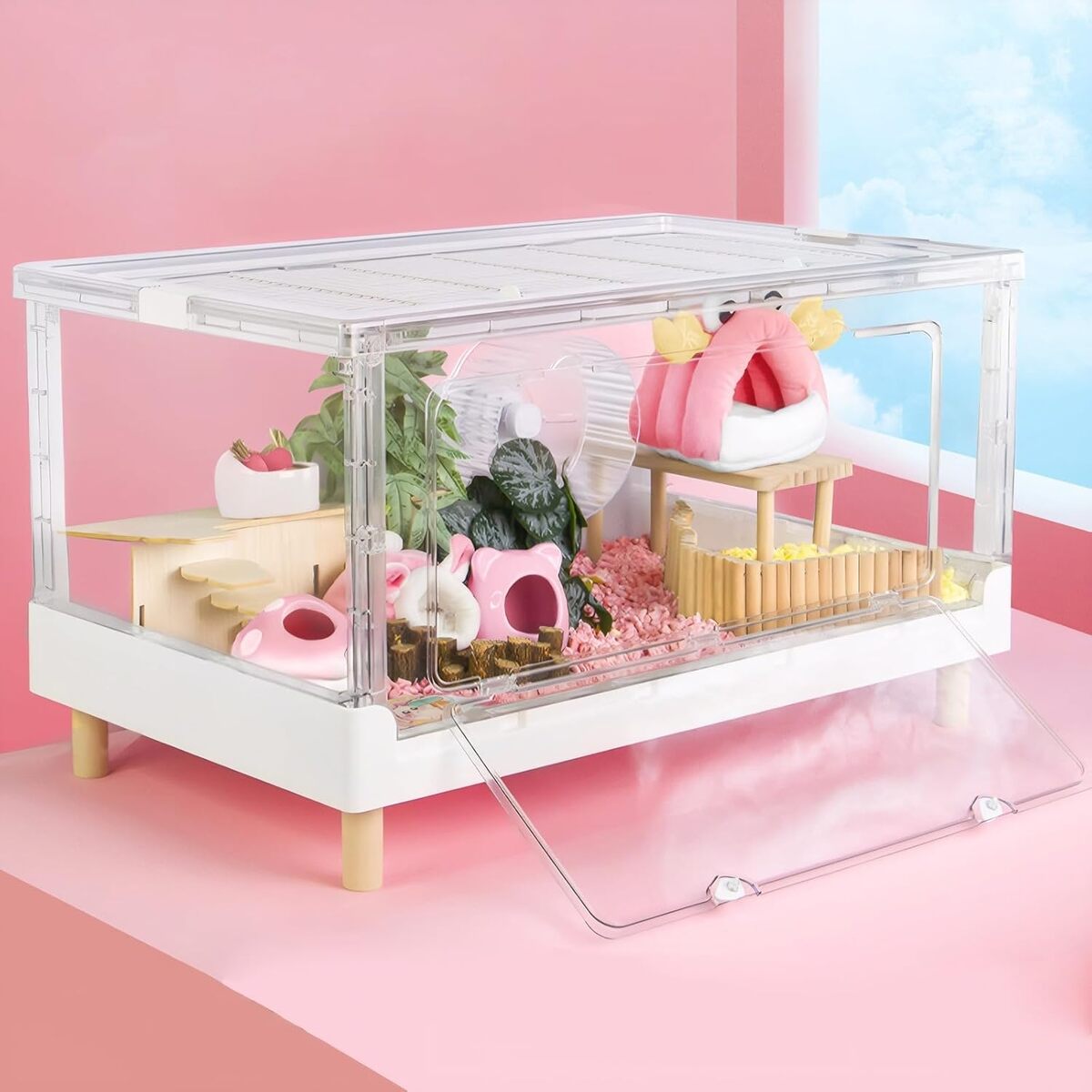 Test de la cage Ruexue pour petits animaux : acrylique transparent et écologique