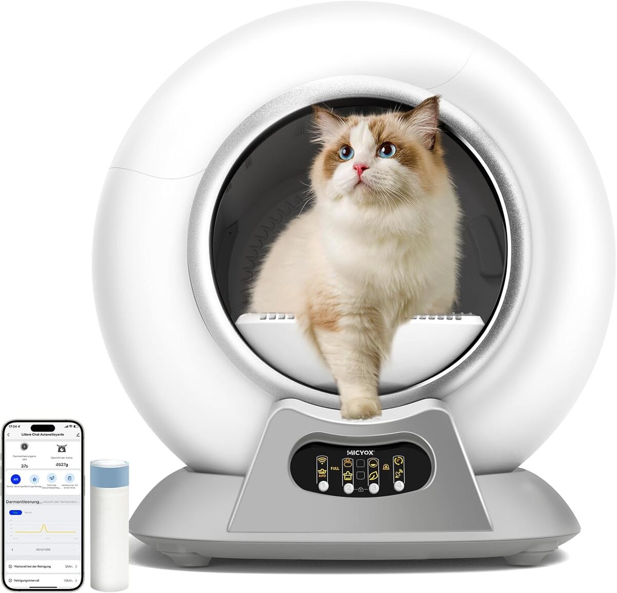 Test : litière chat autonettoyante 65L avec contrôle APP et alarme sécurisée