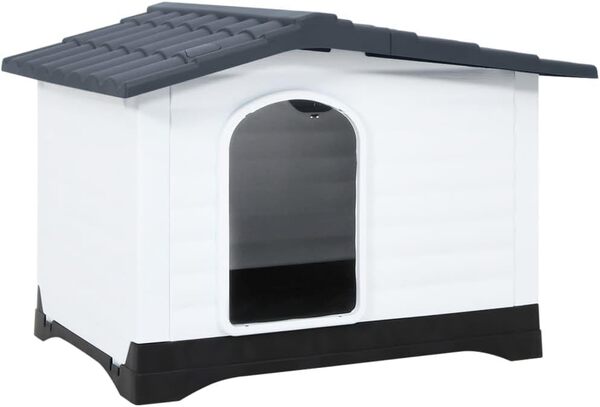 vidaXL Niche pour Chien Gris 90,5x68x66 cm Polypropylène Cage Chenil Cabane