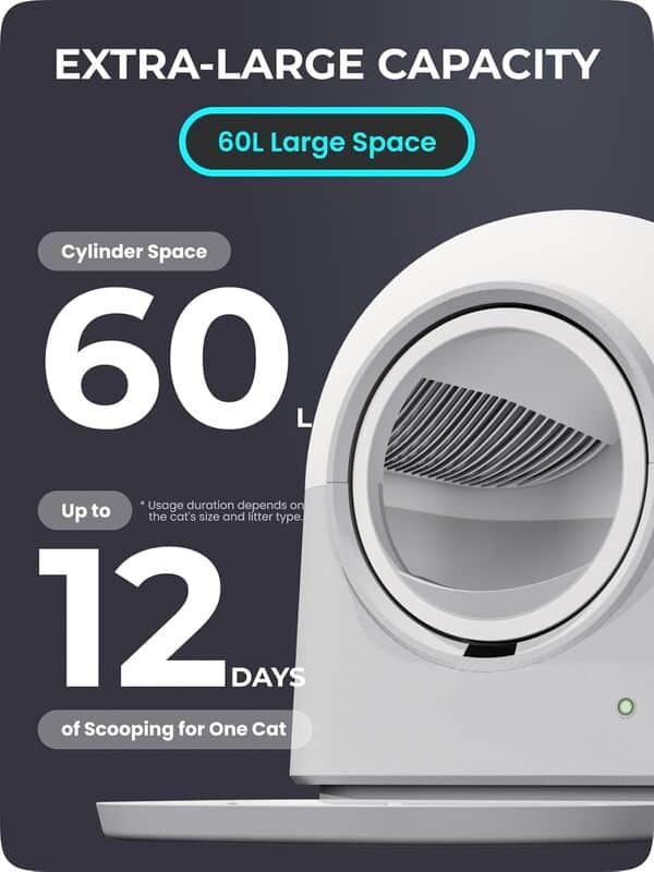 ABRCT Litiere Chat Autonettoyante Pro, 66L Litière Automatique, Protection Sûr Anti-Pincement, Contrôle des Odeurs, Idéal pour Toutes Les Races de 1 à 9 kg, avec Tapis de Litiere