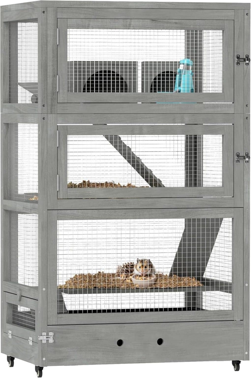 Cage En Bois Pour Hamster Et Petits Rongeurs - Dimensions 82x41x102 Cm, Litière Profonde, Montage Facile - 8