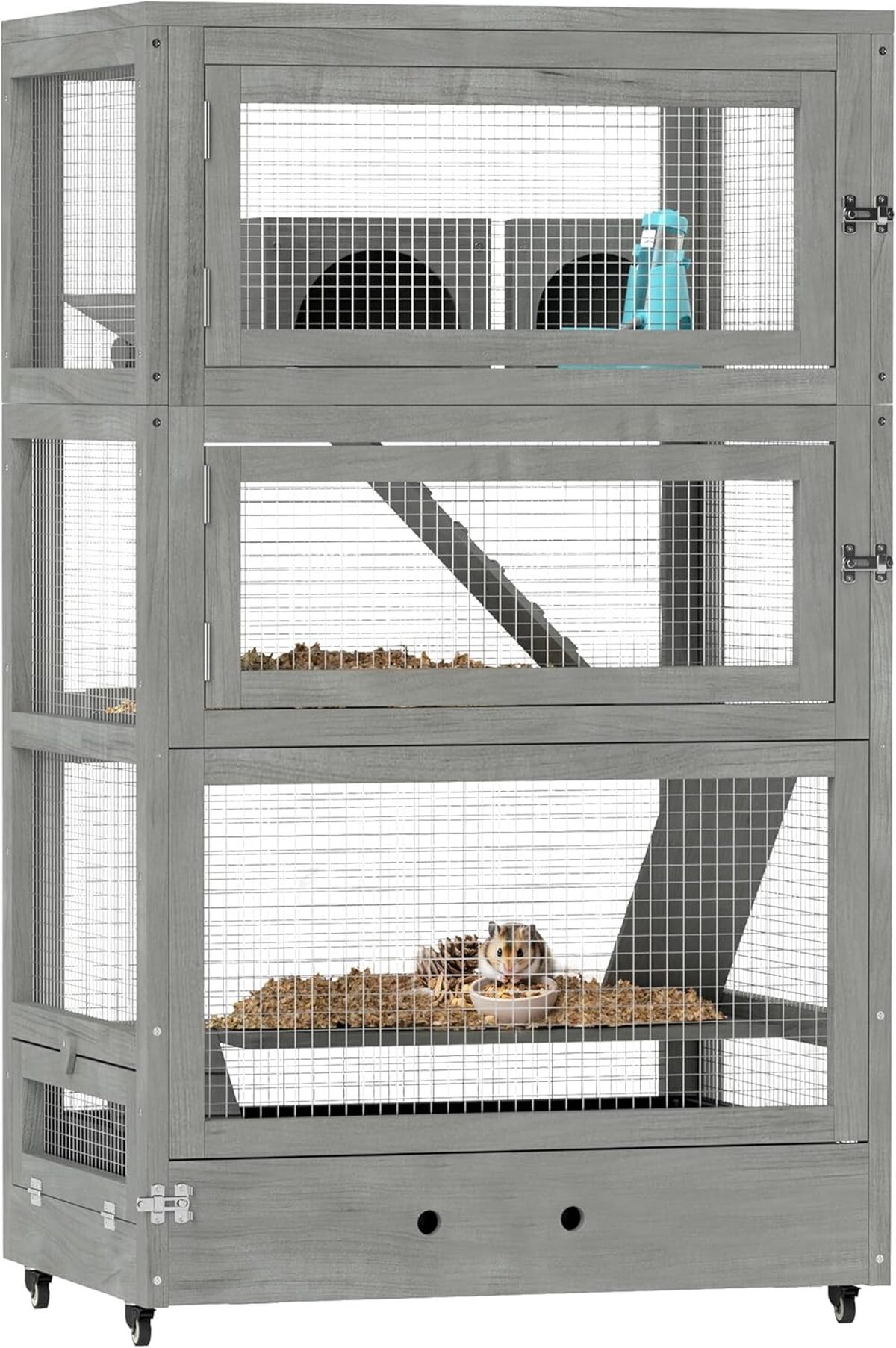 Test de la cage pour hamsters PawHut 4 niveaux en bois avec accessoires