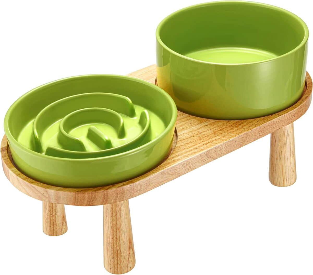 Test : gamelles surélevées en céramique MOPANG pour chiens, 850ml avec support bois