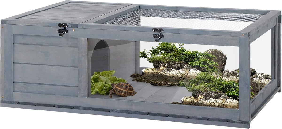 Test : pawHut maison enclos bois gris pour tortues
