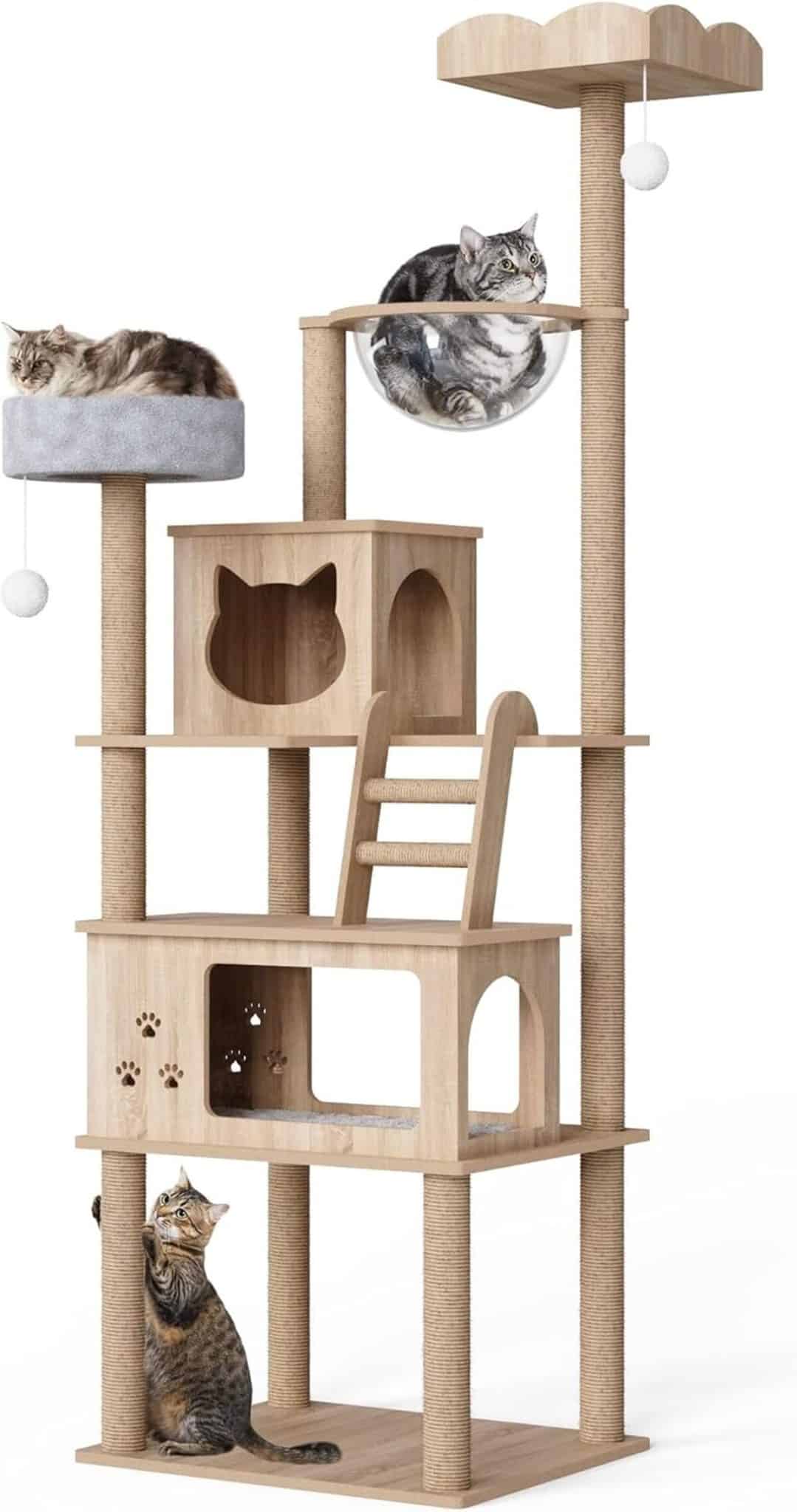 Test : arbre à chat Mondeer avec cabines et plateformes modernes