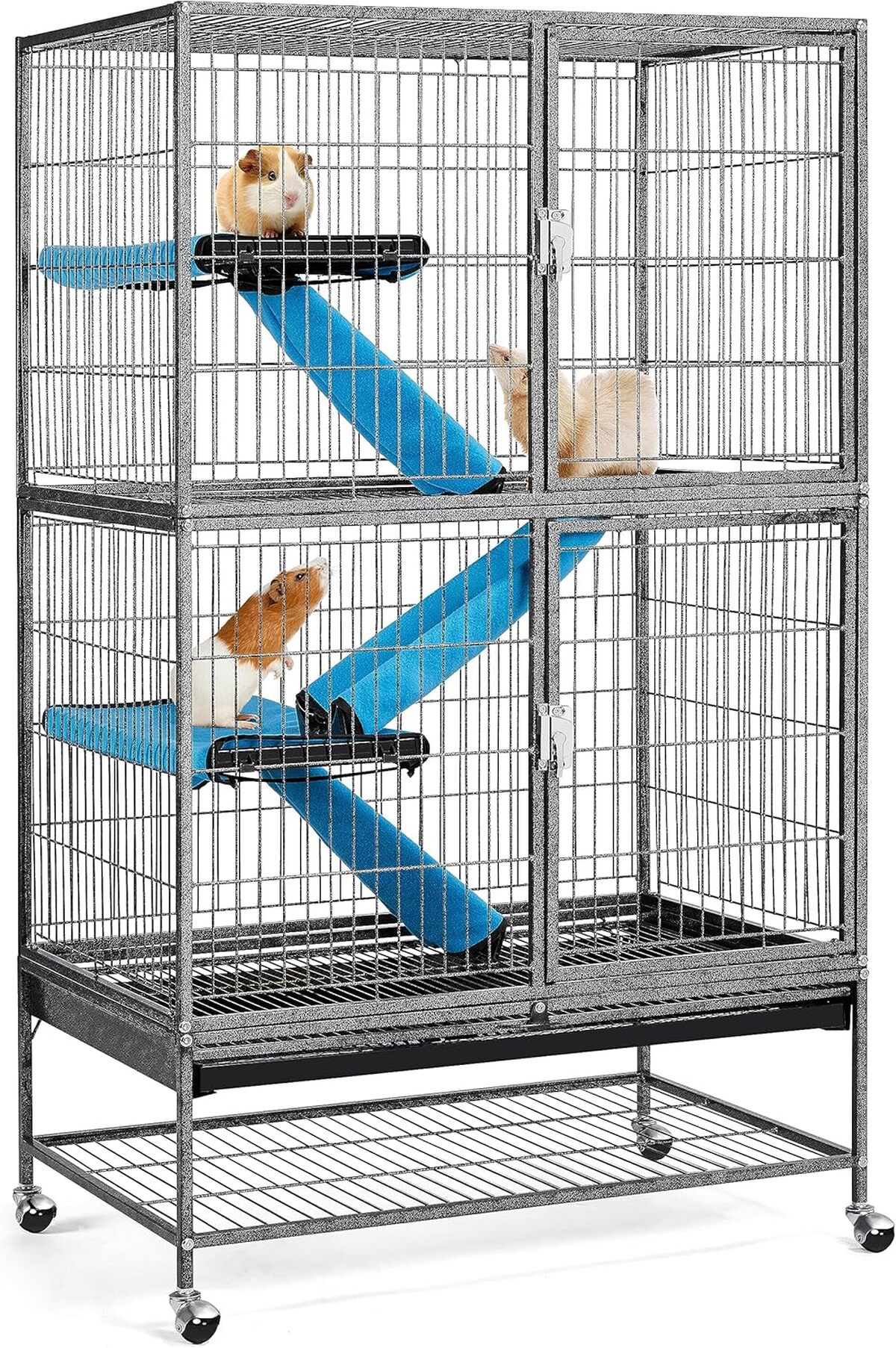 Test de la grande cage 4 niveaux Yaheetech pour rongeurs sur roulettes