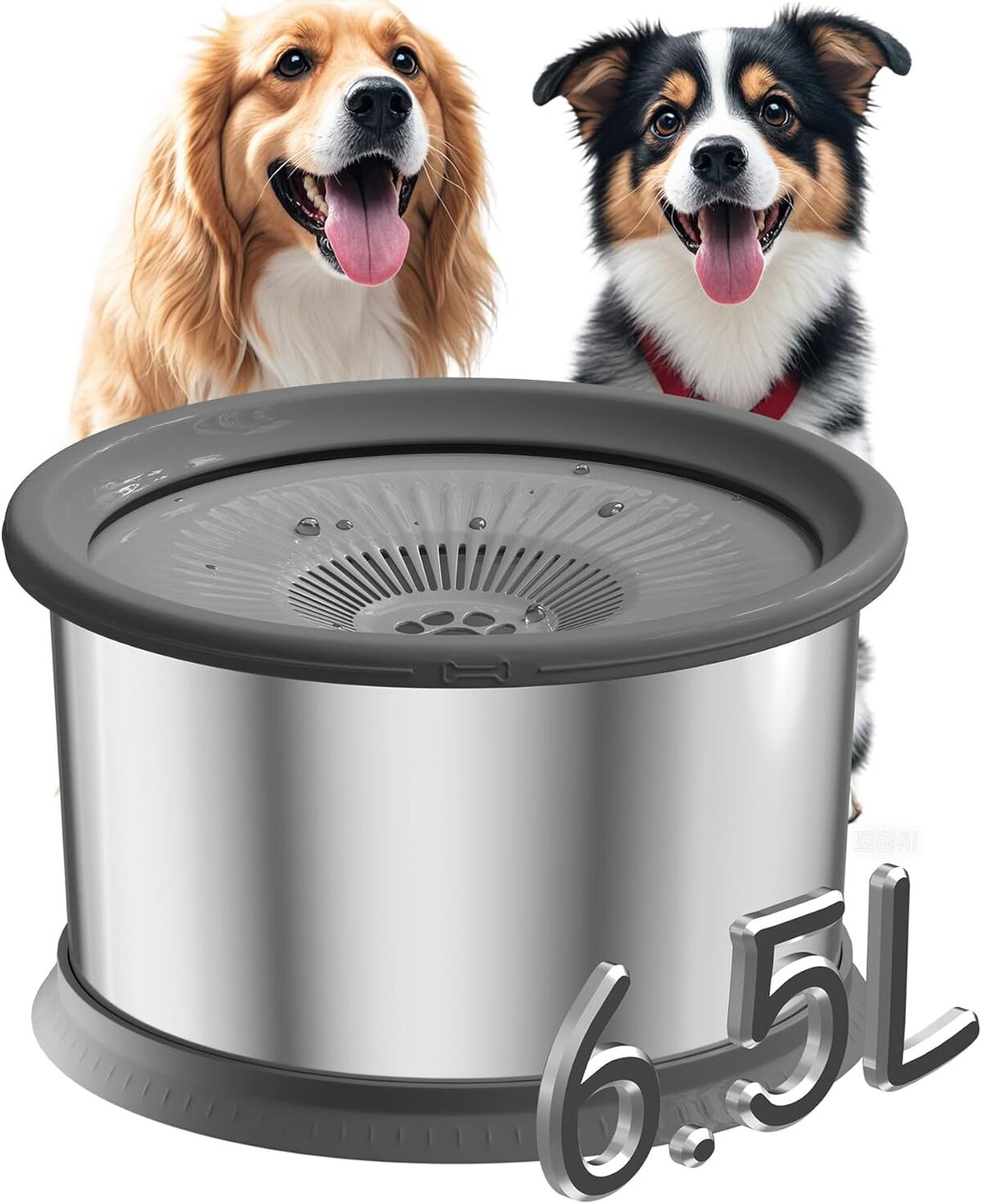 Test gamelle d'eau 6, 5 l anti-déversement en acier pour chien
