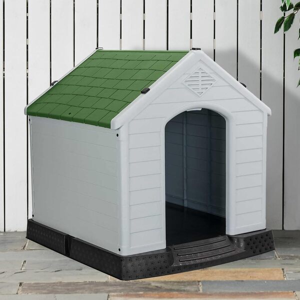 Aqpet Niche pour Chiens en Plastique pour extérieur, intérieur, Maison, Jardin, imperméable, avec Plancher surélevé, pour Chiens de Grande Taille, 105 x 96 x 98 H, Vert