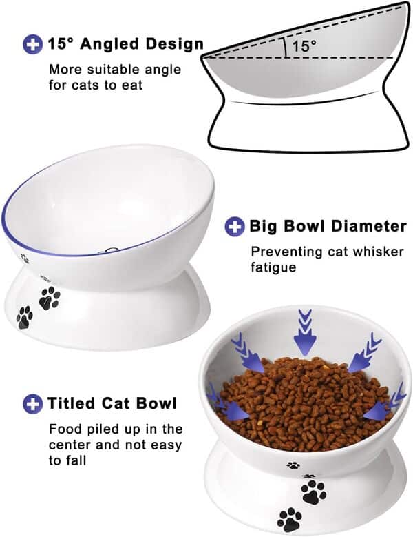 Y YHY Gamelle pour Chat, Grande gamelle surélevée Anti-vomissement, 17,8 cm, inclinée pour Chat Adulte et Chien de Taille Moyenne