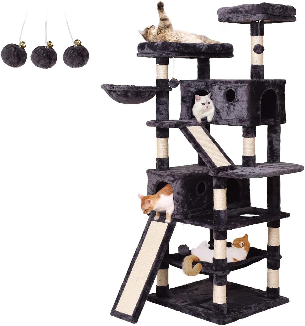 Test : arbre à chat 180 cm pour grands chats avec maison et hamac