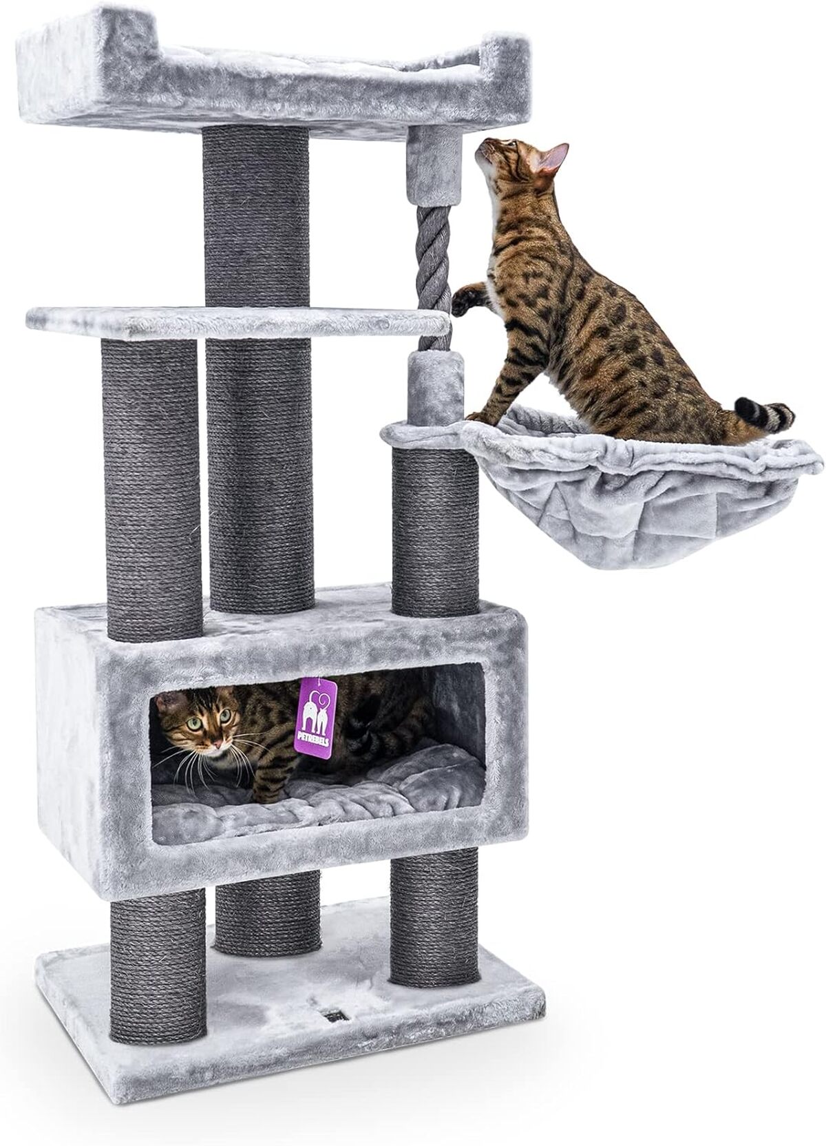 Test : arbre à chat Petrebels Parklane 131 cm avec hamac gris