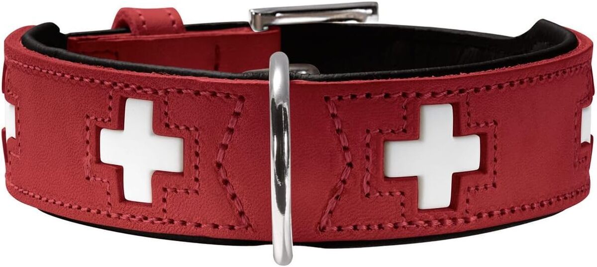 Test : collier pour chien Hunter Hundehalsband Swiss rouge/noir en cuir 75