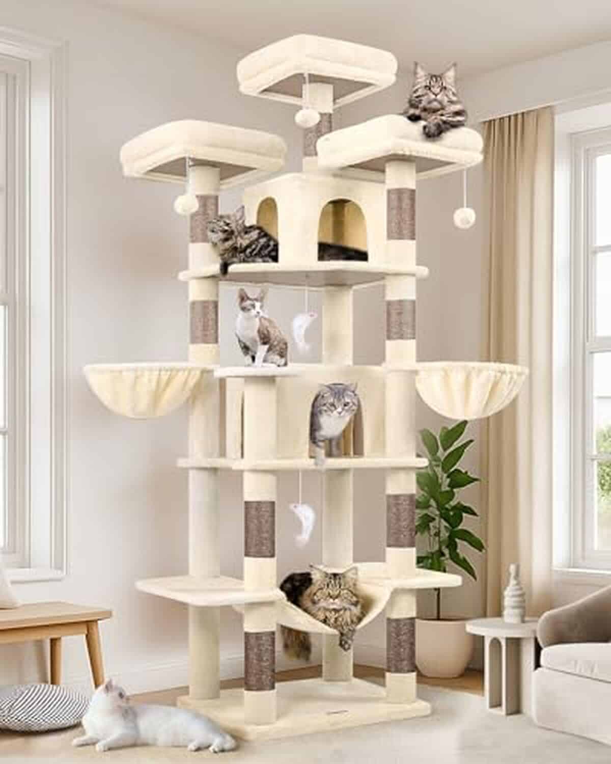 Test du grand arbre à chat Globlazer F80 : paradis XXL beige pour vos félins