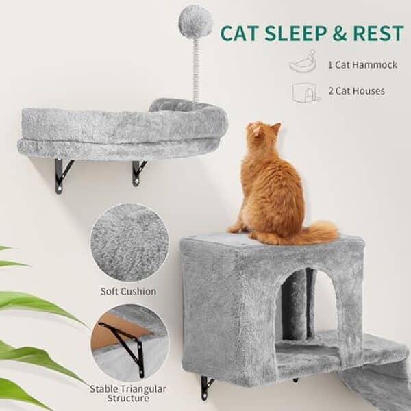 Découvrez le mur d'escalade YITAHOME pour chat, composé de 8 modules en peluche, pour un espace de jeu ludique et sécurisé. Idéal pour stimuler votre félin  !