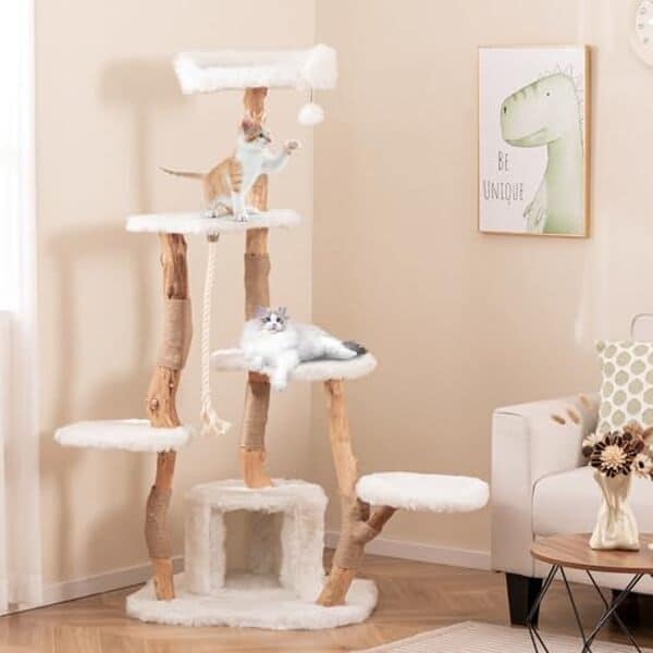 Découvrez l'arbre à chat XXL Costway 168 cm : confort et divertissement pour vos chats avec ce paradis félin complet et spacieux