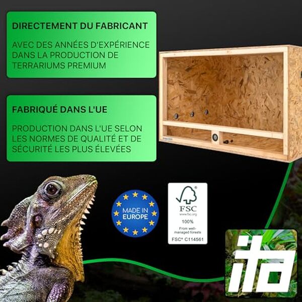 Découvrez notre avis détaillé sur le terrarium ITA Bois OSB-3 avec son hygromètre intégré et ventilation latérale pour créer l'habitat idéal pour vos reptiles