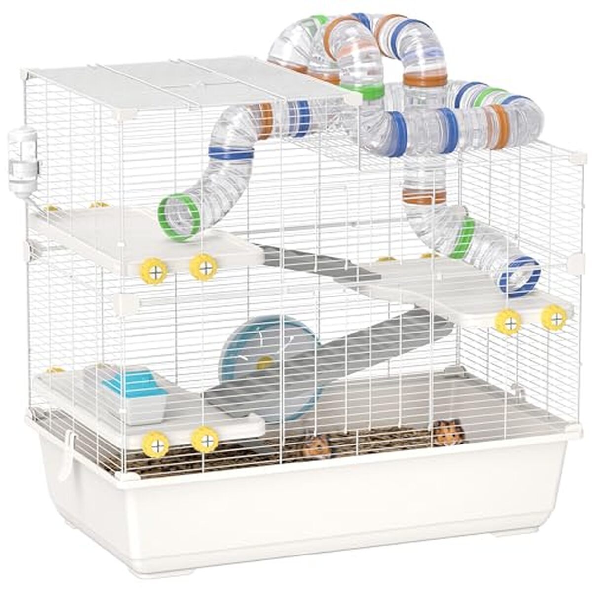 Test de la cage à hamster PawHut 4 niveaux avec tubes et roue