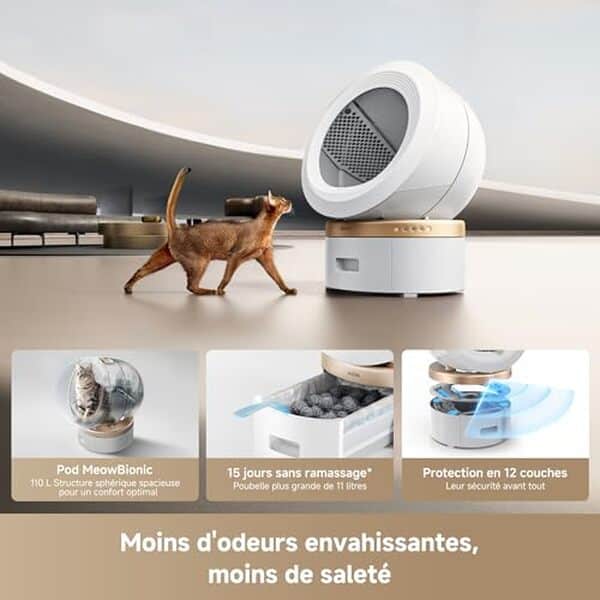 Découvrez notre test complet de la litière intelligente MOVA MeowgicPod LR10, une solution innovante avec capacité de 110 L qui allie praticité et confort pour vous et votre félin.