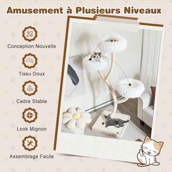 Découvrez le test complet de l'arbre à chat moderne Goplus 178 cm : un design incurvé avec des perchoirs pour un confort optimal de votre félin.