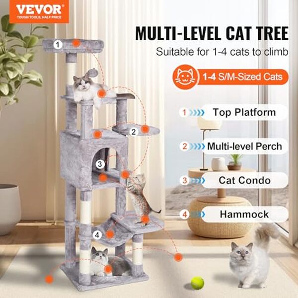 Découvrez notre analyse détaillée du VEVOR arbre à chat 154 cm, un véritable paradis pour vos chats. Offrez à vos félins un espace de jeu et de détente unique avec cet arbre à chat de qualité.