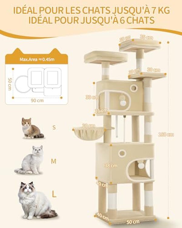 Découvrez notre avis détaillé sur l'arbre à chat 180 cm Hzuaneri MS18018YL beige : caractéristiques, avantages et test complet pour bien choisir. 