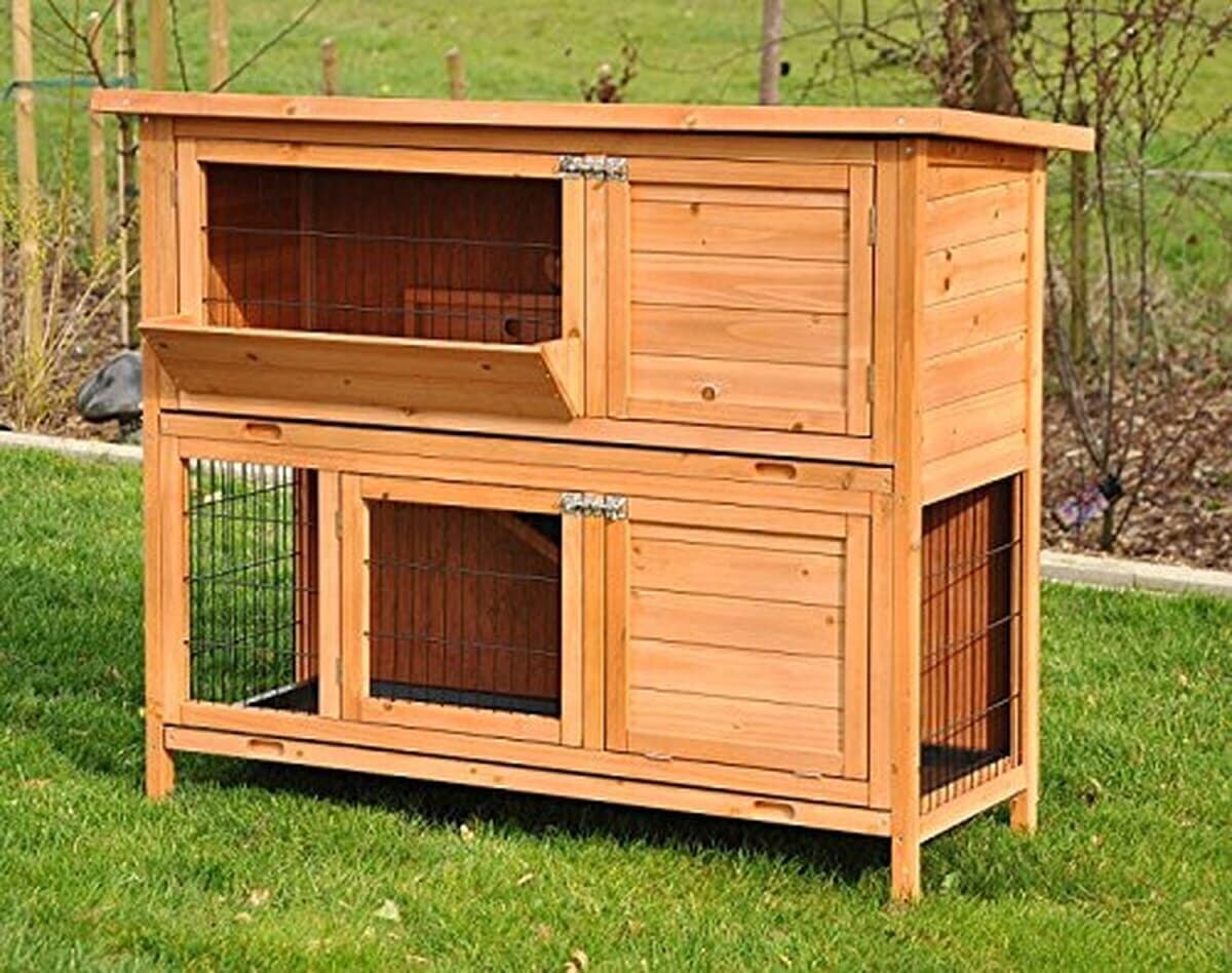 Test du clapier Nanook Bommel : 2 niveaux en bois naturel