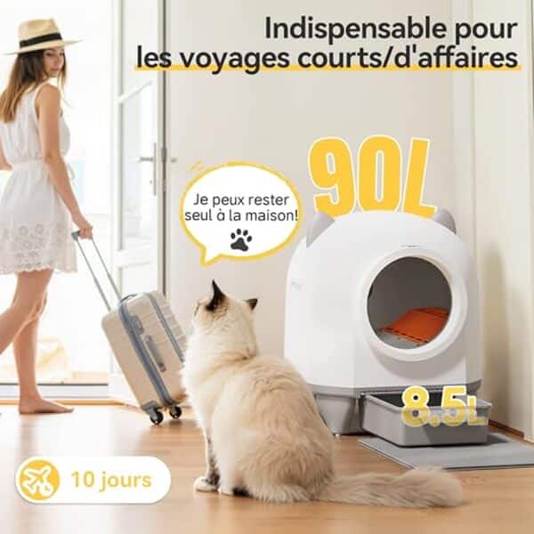 Découvrez notre test complet de la litière autonettoyante Jummico 90L avec contrôle intelligent via application. Performances, avantages et avis d'utilisateurs. 