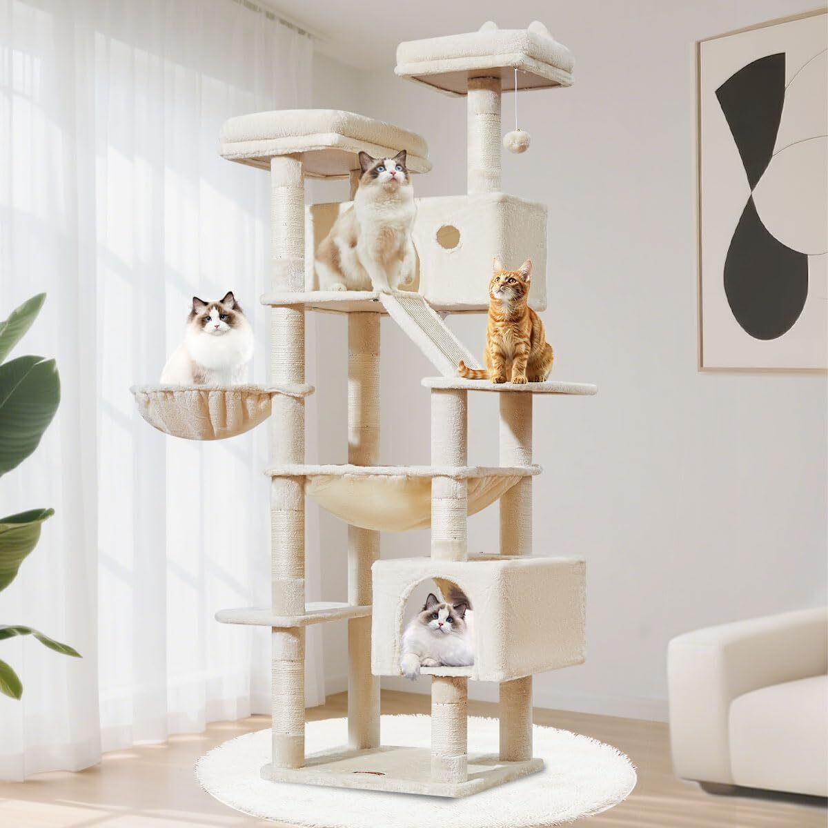 Test de l'arbre à chat XXL Taoqimiao Maine Coon 180cm beige